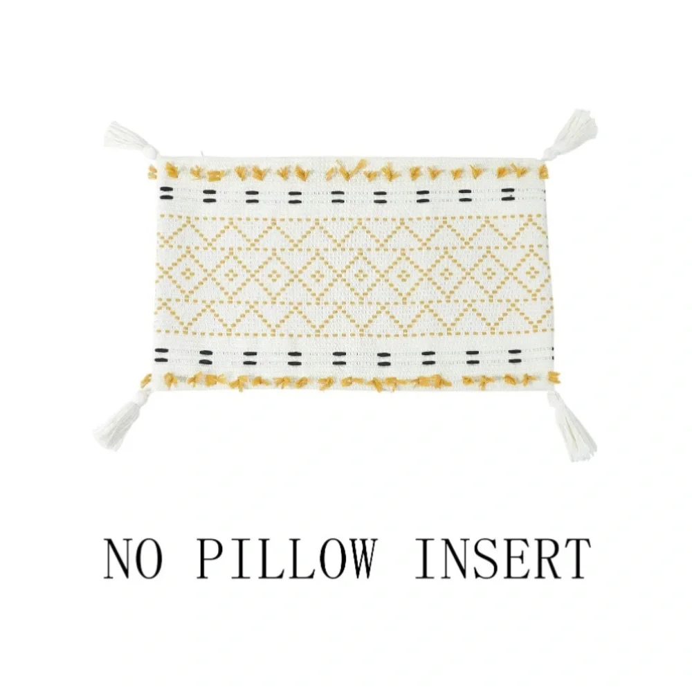 Luxury Home | Boho Chic Mustard Morroccan Tufted Woven Lumbar Throw Pillow Cover
